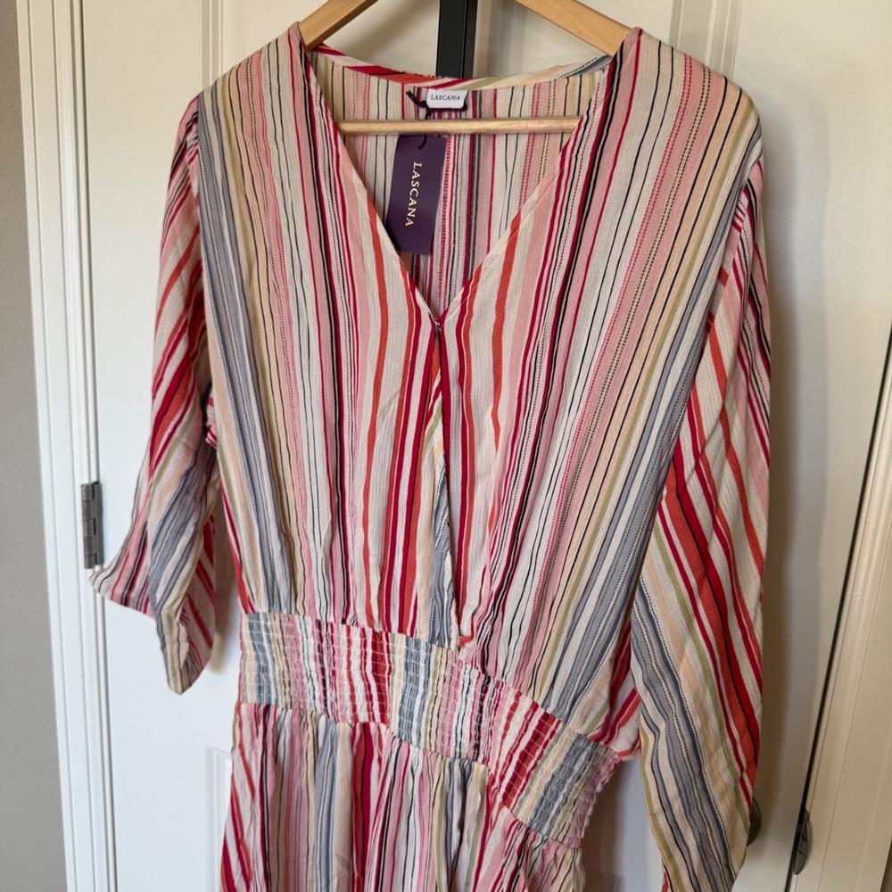 Lascana Striped Swim Cover Up Mini Dress Womens Size 10 Multicolor Beachwear NWT - Picture 3 of 10